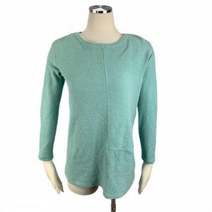 J. Jill Pure XSP Waffle Teal Blue One Pocket Blous